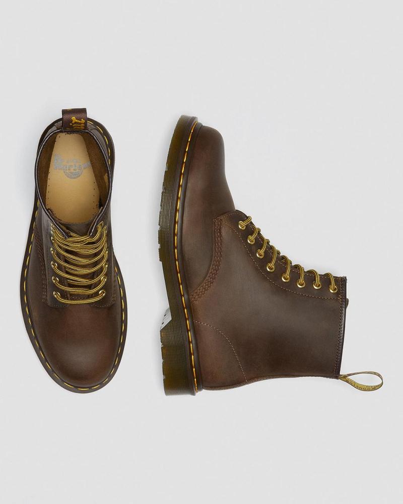 Brown Women's Dr Martens 1460 Crazy Horse Leather Lace Up Boots | CA 155FDN